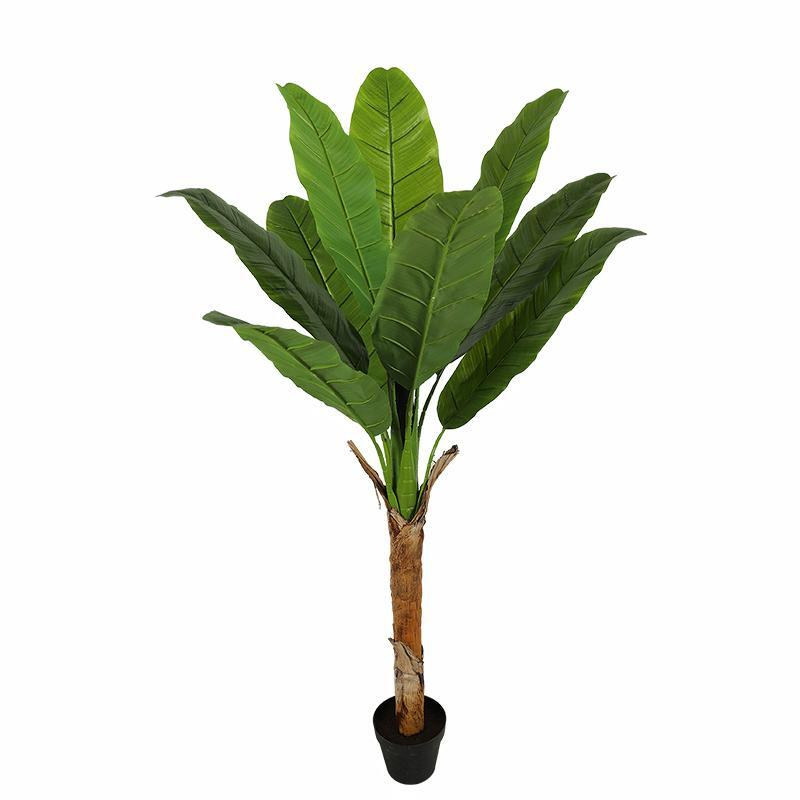 Artificial banana tree with large green leaves for interior decoration