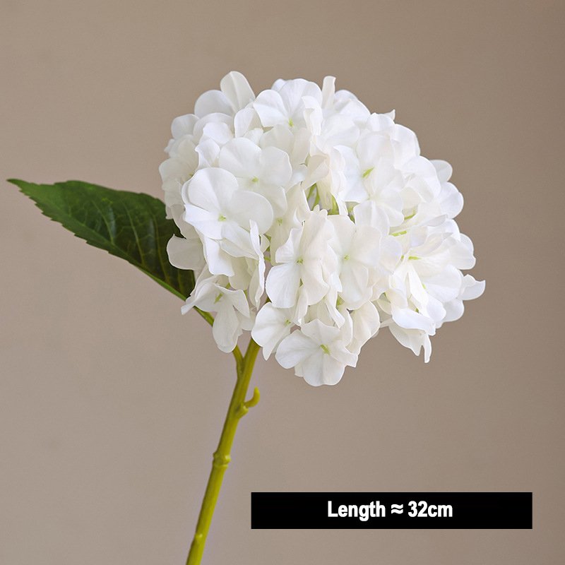White artificial hydrangea stem 32cm wholesale from Yiwu Artificial Flower Market