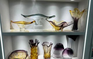 Handblown Glass Vases & Centerpiece Bowls | Amber Smoke Purple Gradient