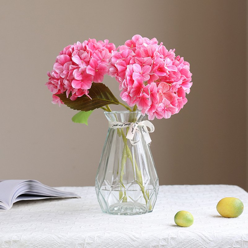 Pink artificial hydrangea flowers in vase for home decor wholesale